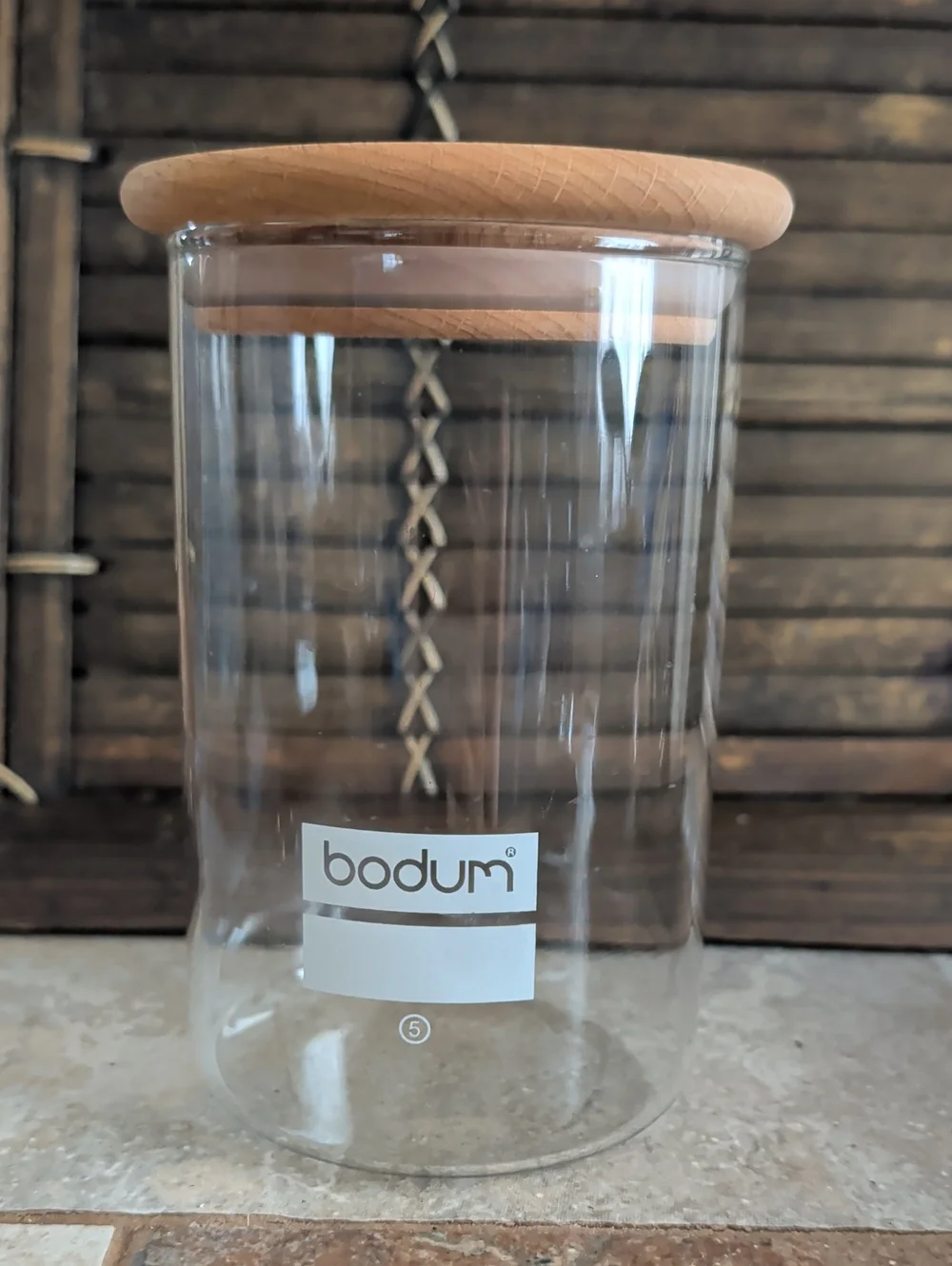 Bodum Clear Glass Jar with Natural Wood Lid